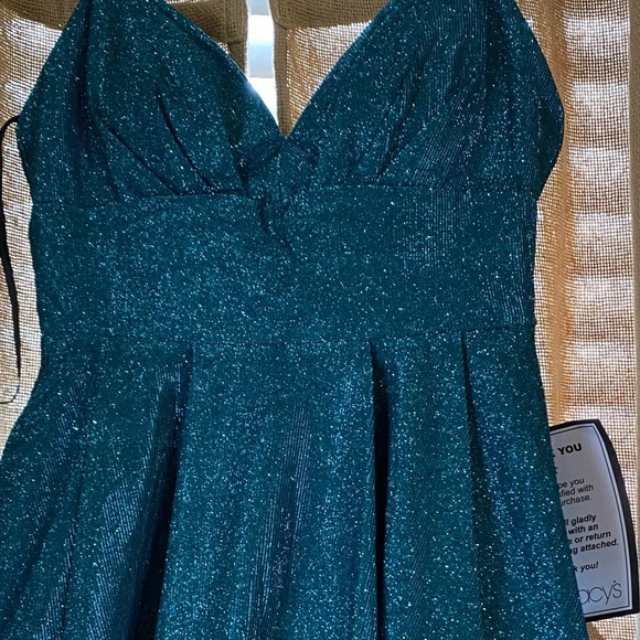 PARTY DRESS by B DARLIN NWT 7/8 SHIMMERING AQUAMARINE LINED W CRINOLINE - Picture 7 of 16